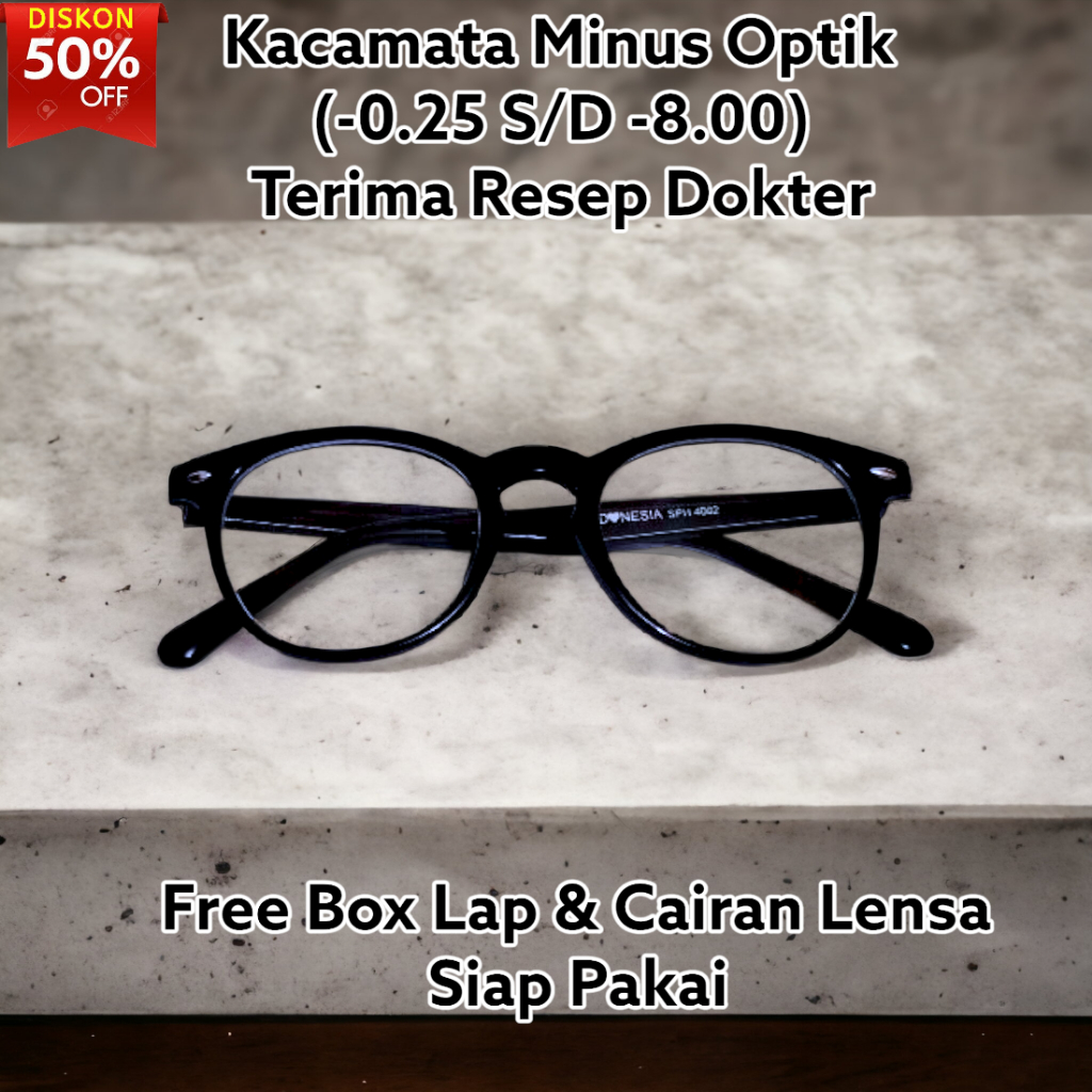 Kacamata Baca Minus Rabun Jauh Pria Wanita / Kaca mata Minus Tinggi Lensa Tipis Frame Ringan Indeks 