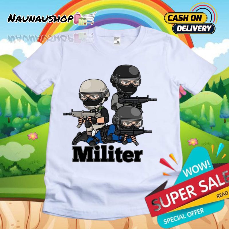 baju kaos anak laki-laki motif TENTARA MILITER sablon DTF
