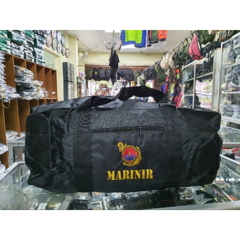 Tas Guling Marinir Hitam | Tas Duffel besar | Tas baju ukuran besar | Tas piknik besar | Tas Mudik