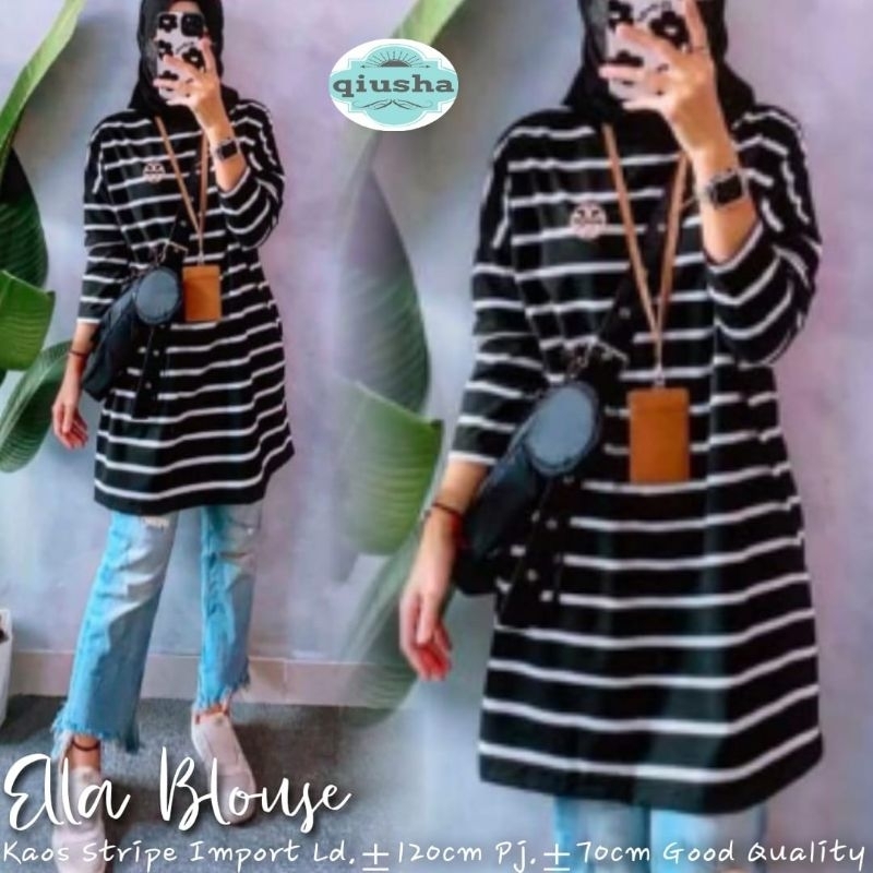 ELLA TUNIK BAJU WANITA TUNIK KAOS GARIS HITAM PUTIH