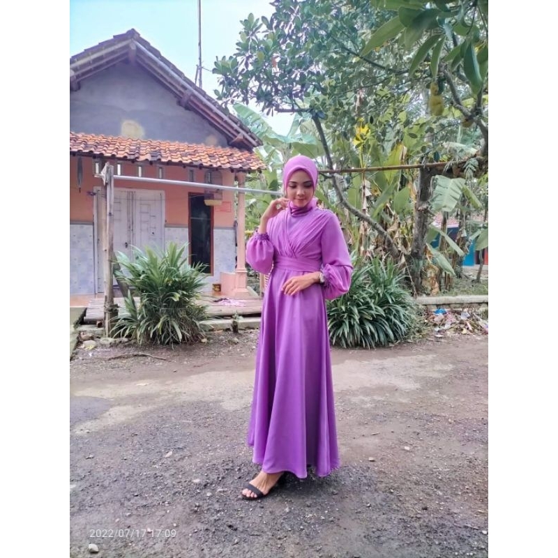 Gamis Kondangan Remaja Satin Velvet mix Ceruty