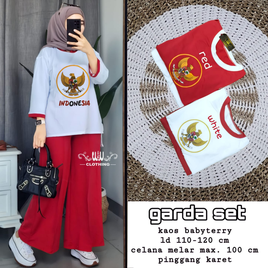 Restokk setelan wanita Garda set by w&w clothing | kaos kemerdekaan kaos merah putih
