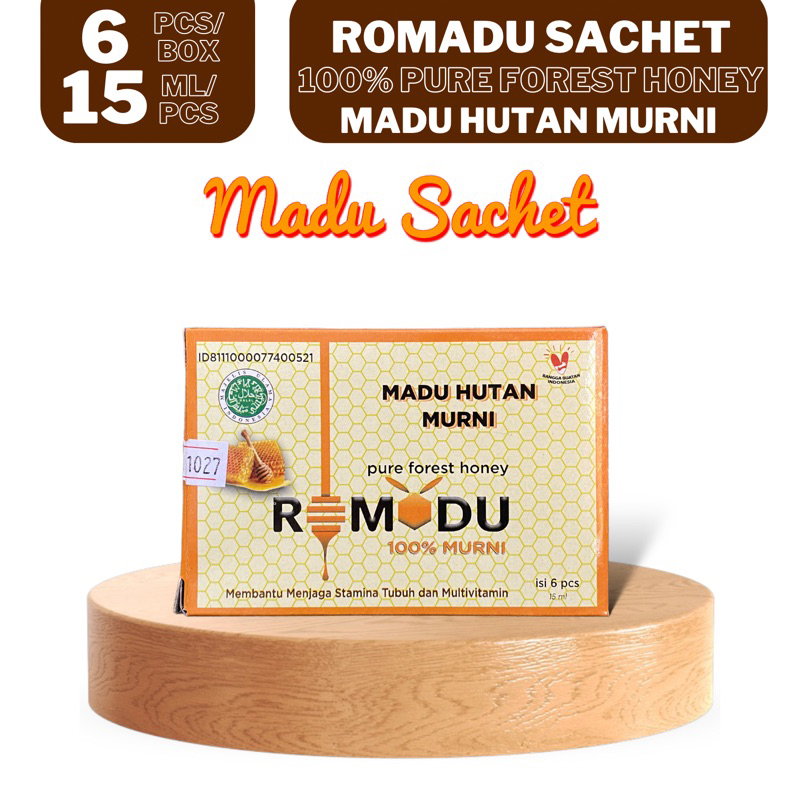 

Romadu Sachet Madu Hutan Murni Box Isi 6 Pcs 15 ML