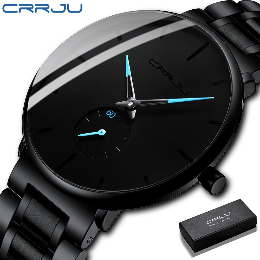 Jam Tangan Pria CRRJU olahraga Model 2150 Fashion Penjualan Panas Jam tangan cowok Kuarsa Tahan Air