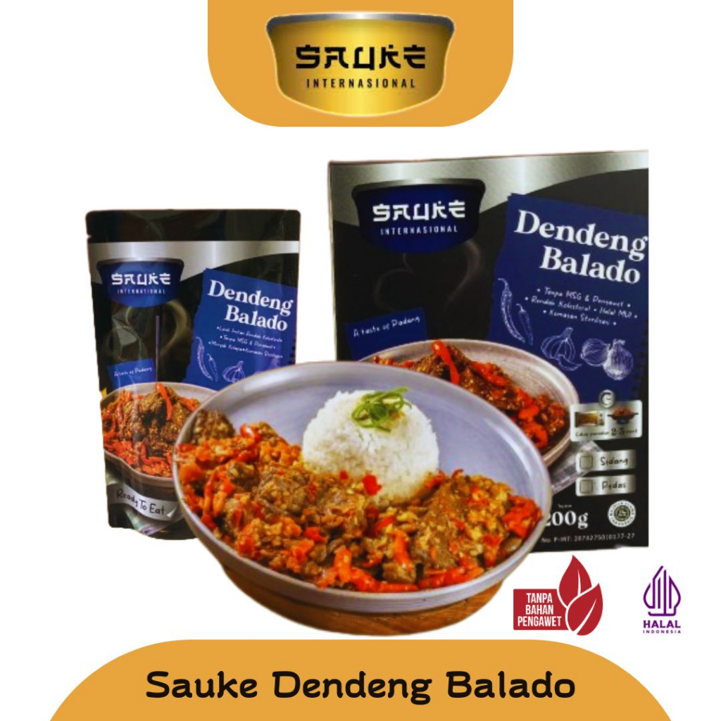 Dendeng sapi balado kemasan makanan instan siap saji Dendeng balado asli halal