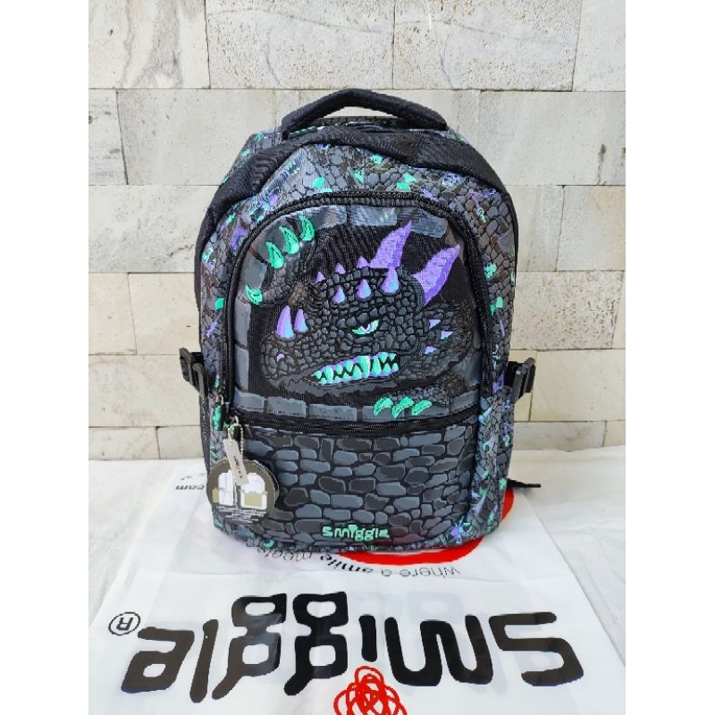 Smiggle Classic Backpack Black Dragon Tas Smiggle SD