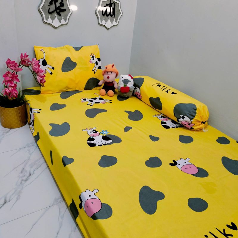 Sprei Homemade Terbaru Bahan Adem Motif Sapi Kuning