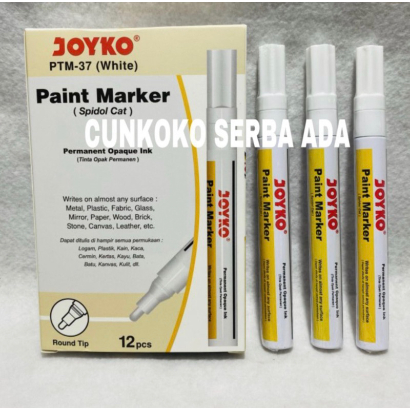 

SPIDOL JOYKO PERMANENT MARKER PTM-37 / 43 / 44 ( GOLD , SILVER , WHITE ) / 1 BOX ISI 12 PCS