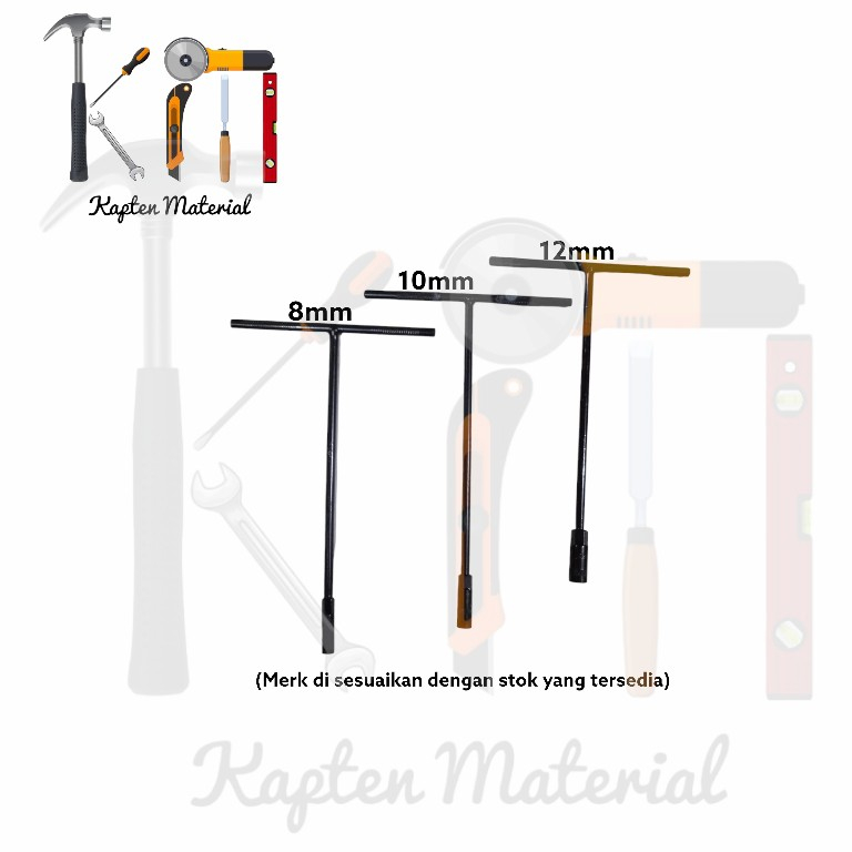 Kunci T 8mm | Kunci Sok T 10mm | Kunci Sock T 12mm | Kunci T 8 | 10 12 | Kapten Material