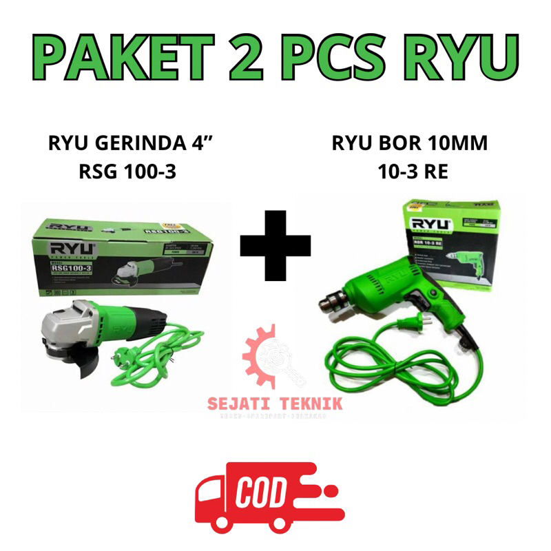 ryu paket 1 set original ryu 2 pcs gerinda ryu dan bor ryu 10mm
