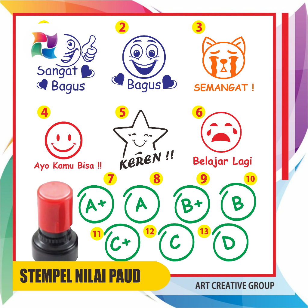 

Stempel Guru PAUD TK Anak Paud Kober Bimbel Nilai Penilaian Teacher Stamp Star Rewards