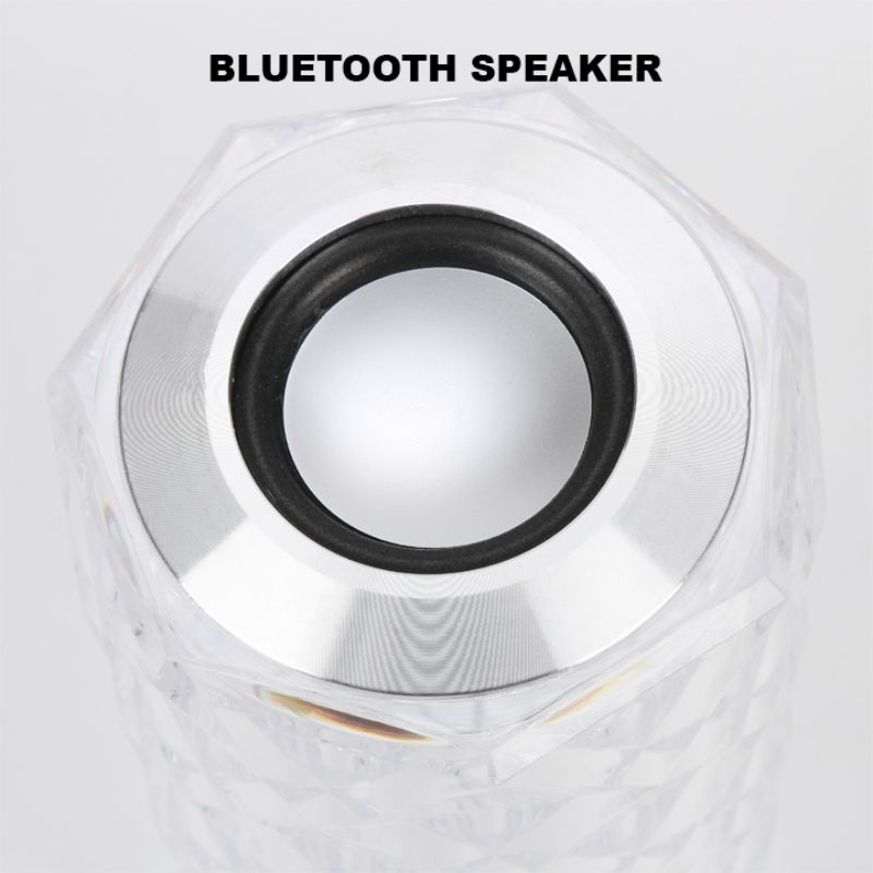 [ PPLUS ] Lampu Meja Speaker Bluetooth Protable Bateria Recharge Model Kristal Led Rose Diamond + Led RGB 7 Warna Warni