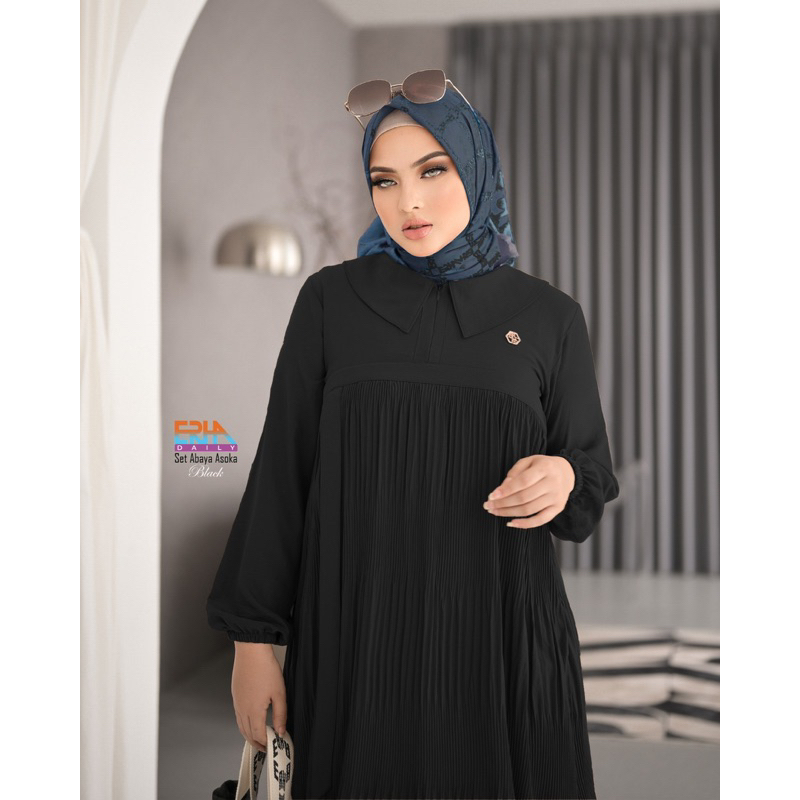 READY eR.Ha DAILY -SET ABAYA ASOKA BLACK PREMIUM