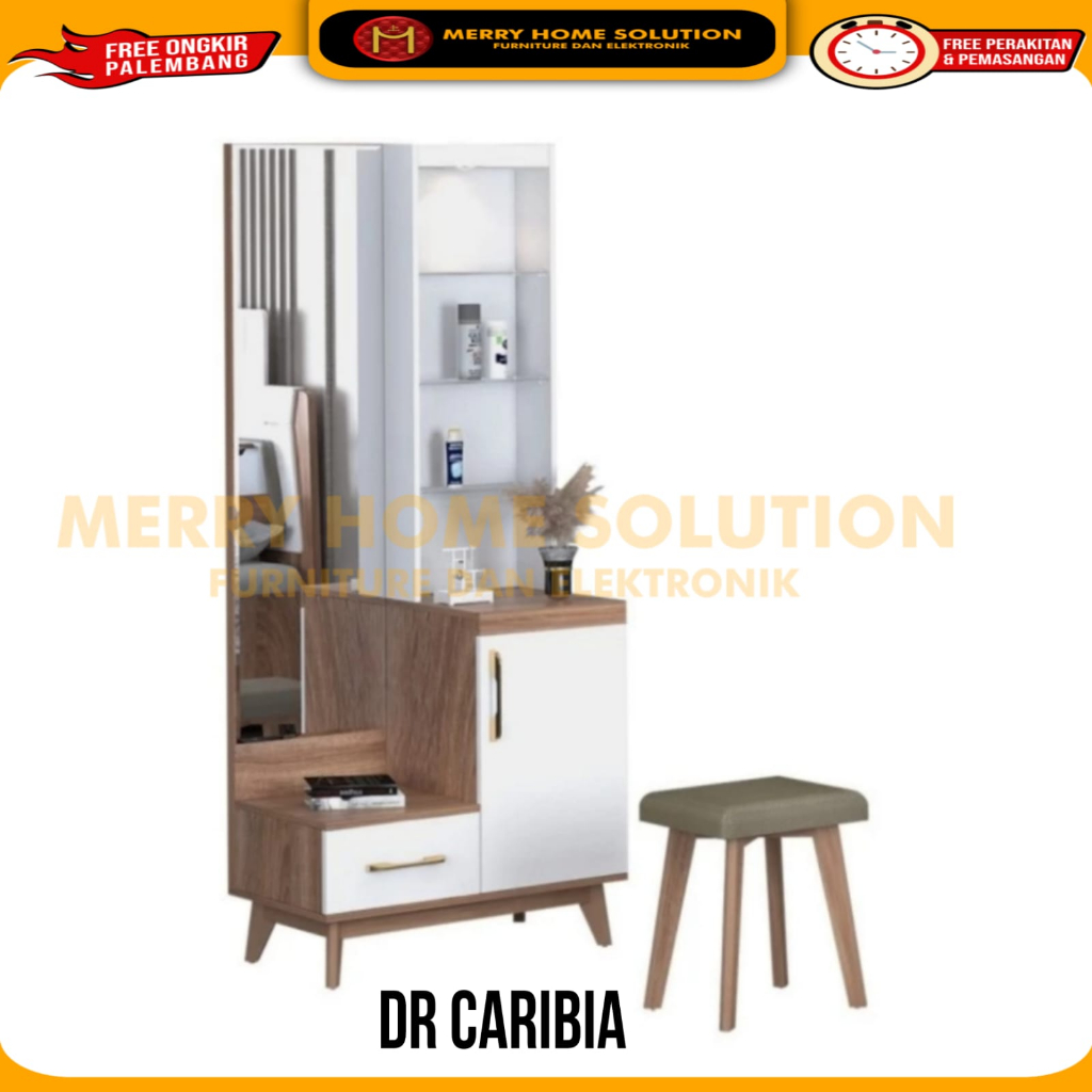 siantano meja rias lampu minimalis putih dressing table DR Caribia