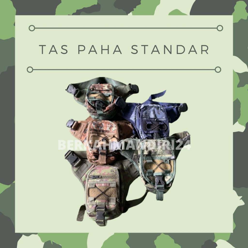 Tas Paha Standar Pria Hijau Army Loreng Tas Pinggang Selempang Pouch HP Waterproof
