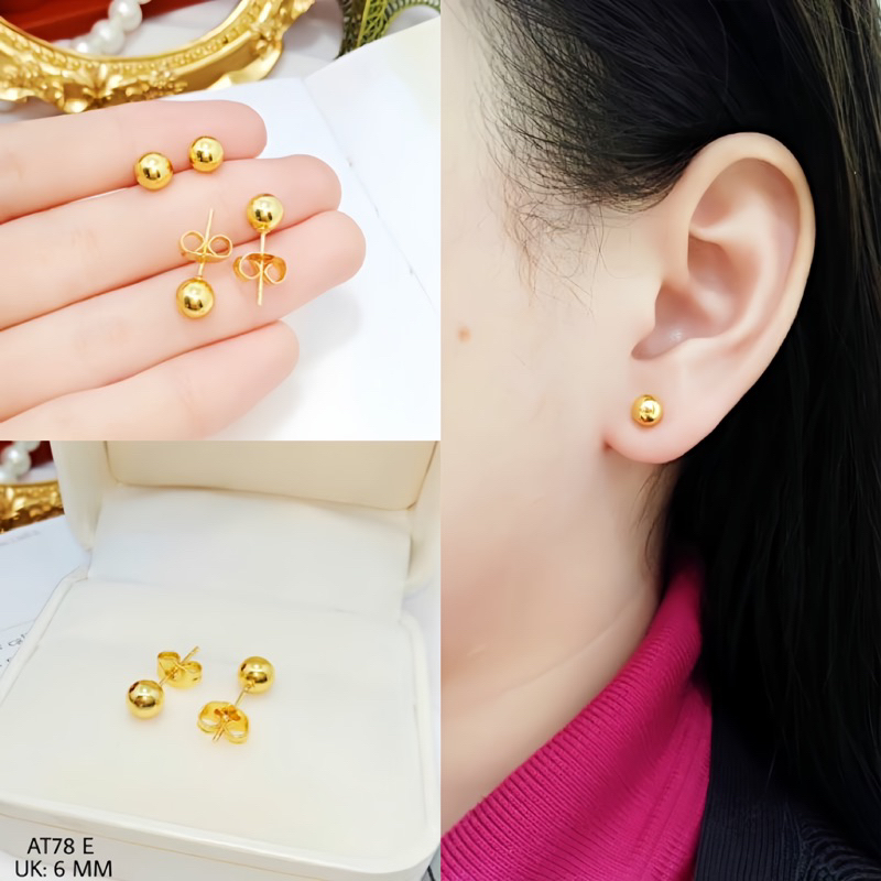 Anting Titanium Tusuk Bulat warna Kuning  AT78U,M
