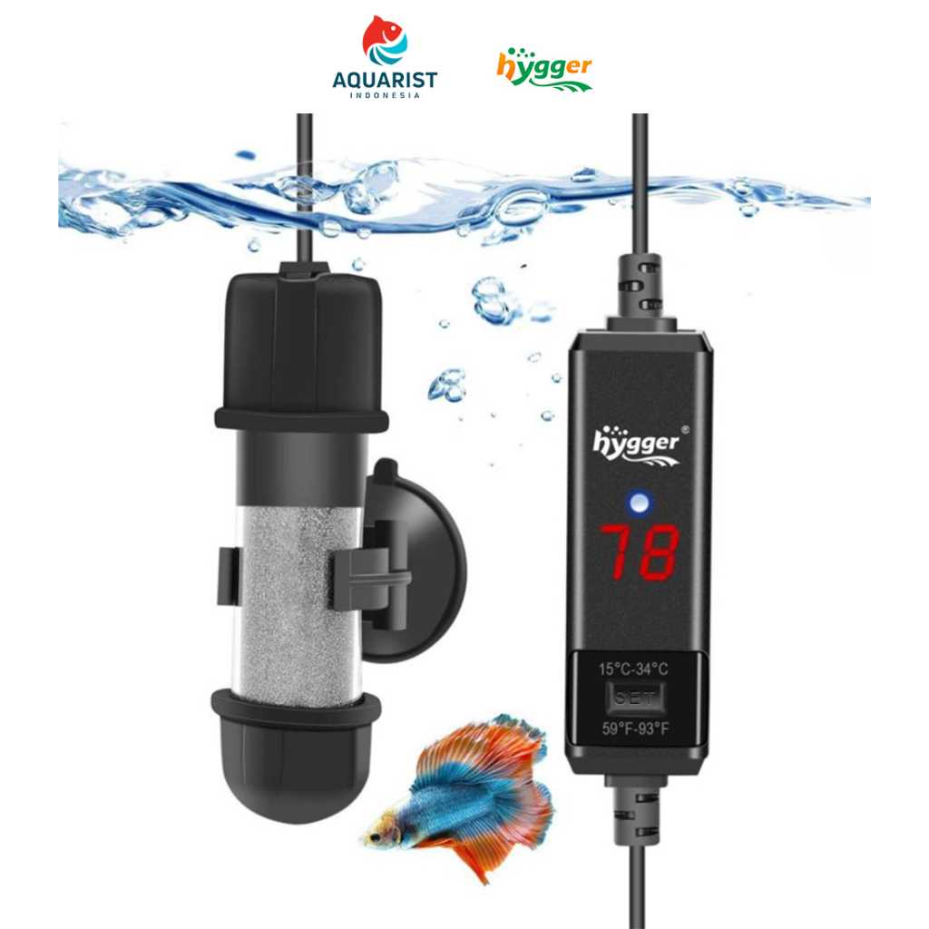 Hygger Aquarium Mini Portable Heater  with LED digital / Heater Mini / Heater Cupang