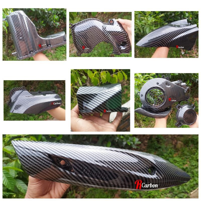 carbon celup tutup filter keongan box filter tameng knalpot Cvt kecil spakbor tutup kipas Mio j Mio 