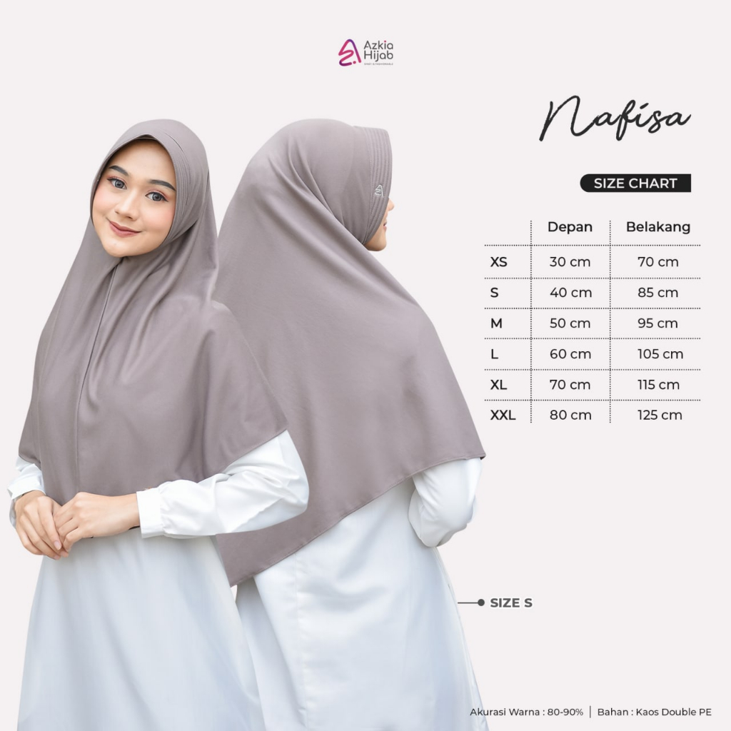 Azkia Hijab - Daily Hijab Bergo Nafisa (Size S, Kaos PE)