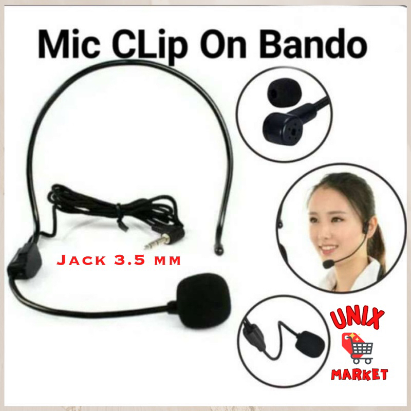 [UNIXMARKET] Mic Clip on Bando Microphone Kabel Headset Bando Jack 3.5mm Youtube vlog live mic bando
