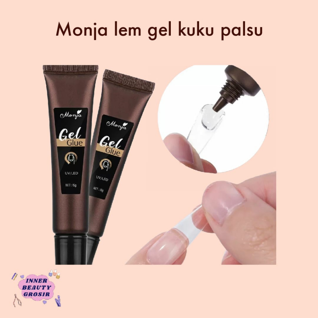 Monja lem gel kuku palsu / lem kuku palsu UV led