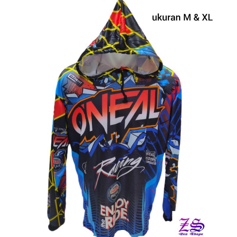 JERSEY MOTOCROSS BAJU TRAIL FULL PRINTING LENGAN PANJANG KUPLUK/TOPI DEWASA UKURAN M DAN XL