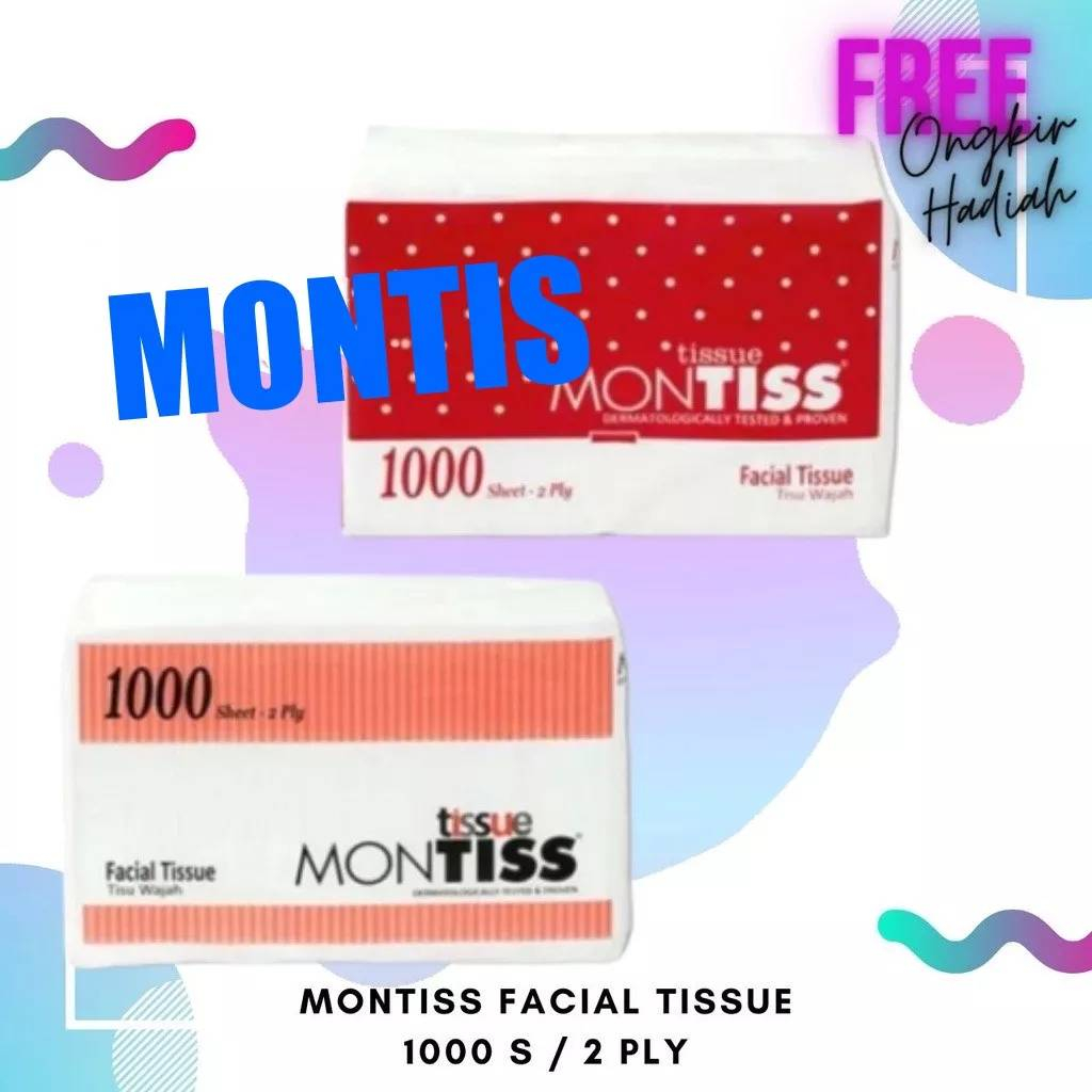 MONTISS 1000 SHEETS FACIAL TISSUE TISSU TISUE MONTIS TISU WAJAH 1000 SHEET 2 PLY 2PLY GRAM