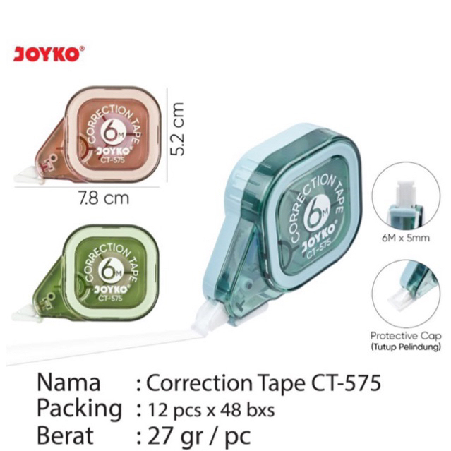 

Correction Tape 6 meter CT575 - Pita Koreksi Joyko CT-575 Tipx Pita CT 575