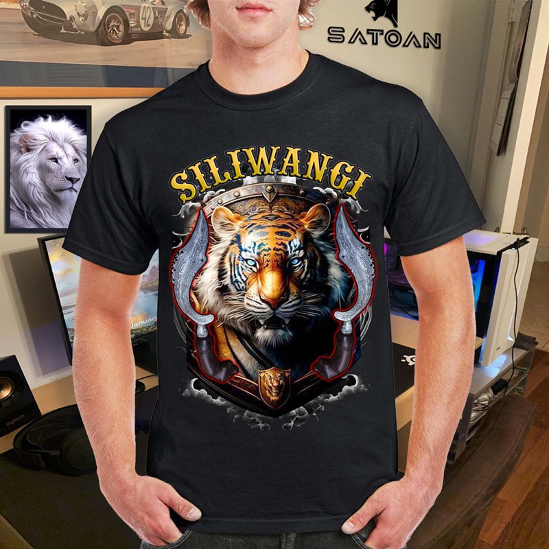 Kaos distro pria motif macan siliwangi/macan sunda