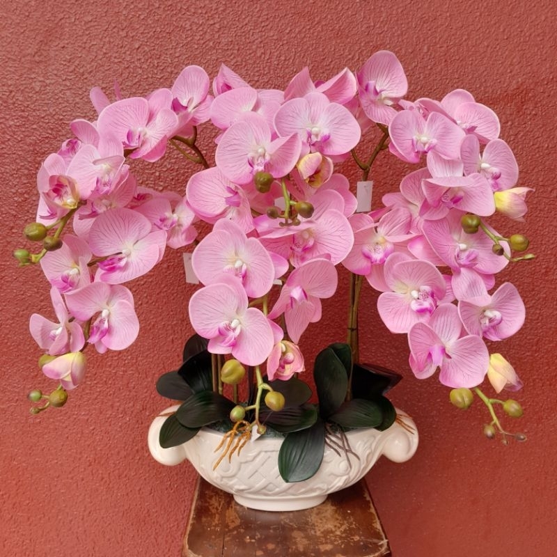 set rangkaian bunga anggrek bulang / bunga anggrek premium latex