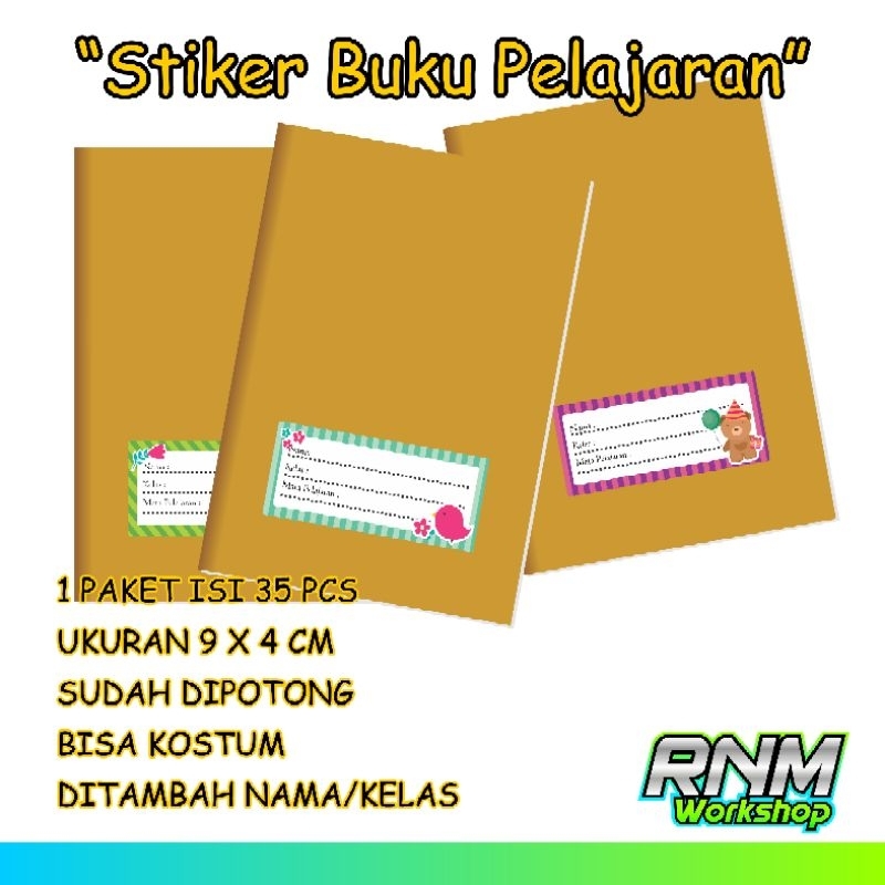 

Stiker buku pelajaran bisa kostum atau request