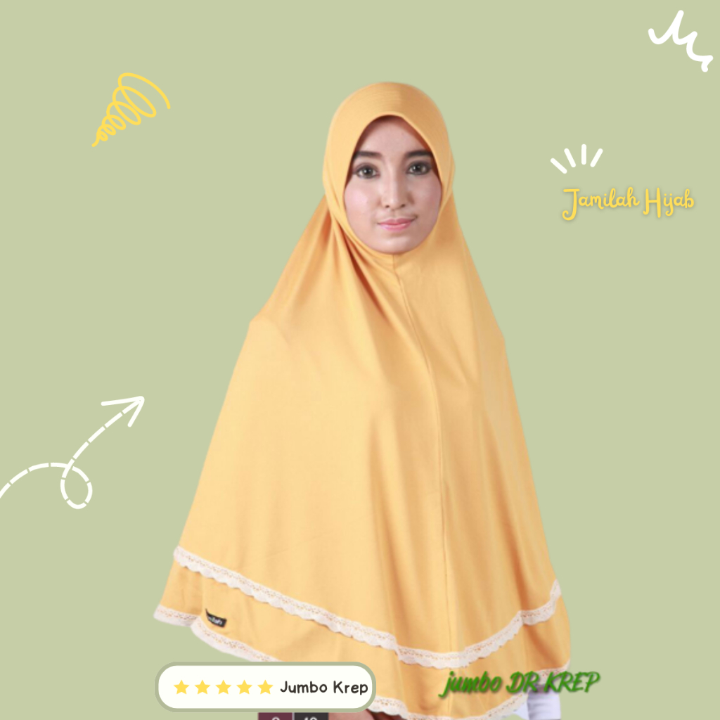 Jilbab Instan Syar'i Ori Jamilah Hijab Jumbo Dr Krep Tebal Halus Lembut