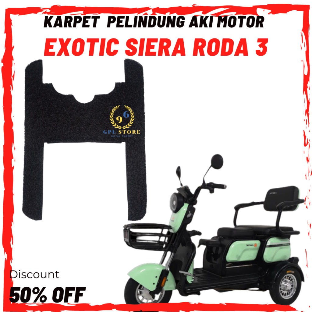 Alas kaki Karpet sepeda motor listrik roda 3 Exotic Sierra roda 3