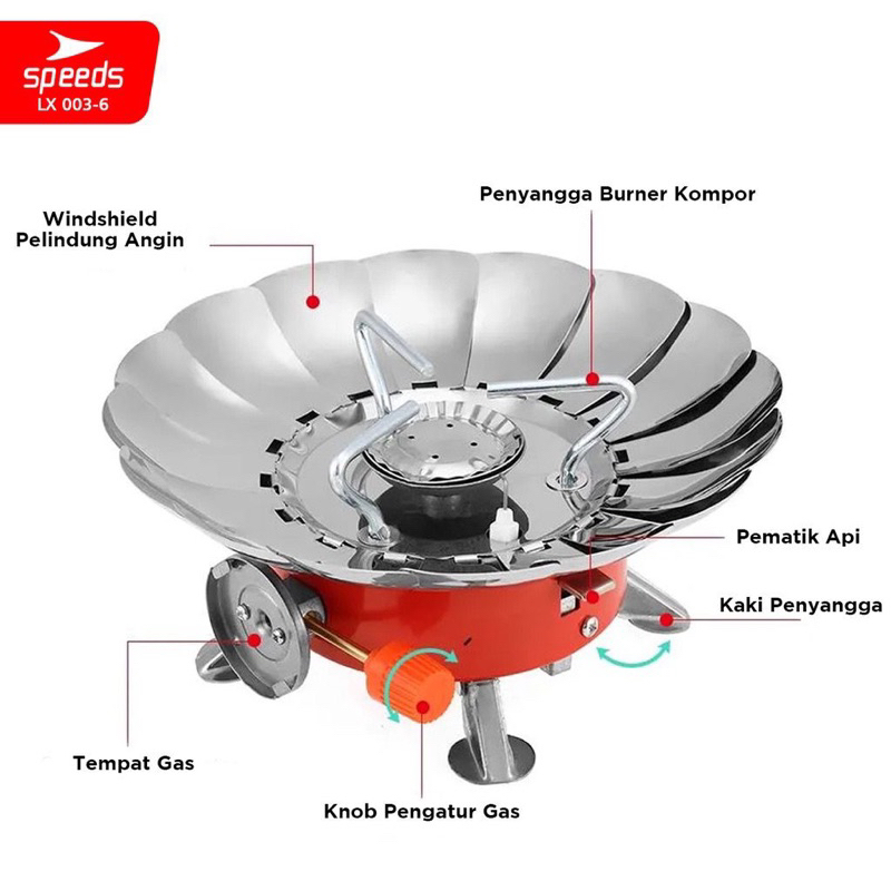 SPEEDS Kompor Camping Gas Alat Masak Lipat Kovar Mini Outdoor Nesting Stove Safety 003-5