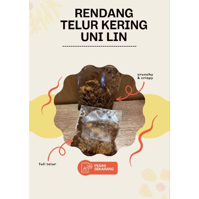 

Rendang Telur Kering Uni Lin / Rendang telor / Keripik Rendang Telur Khas Padang / Telur Kering / Makanan Khas Padang