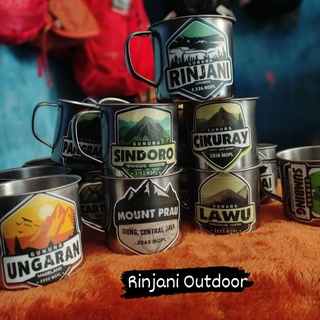 Mug Cangkir Outdoor  Gelas Stainless Cangkir Kopi + Stiker Gunung Waterproof, buat kenang kenangan s