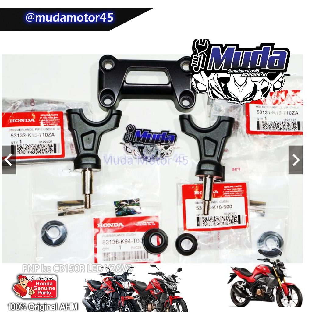 RAISER CB150R V4 USD DUDUKAN STANG STIR ATAS BAWAH CB 150 53131-53132-K15-710ZA CLAMP KLEM AN RISER 