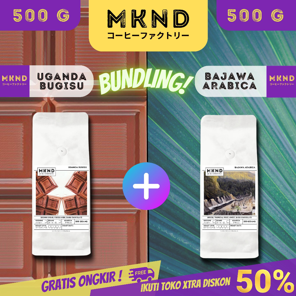 

MKND® BUNDLING HEMAT 2X500 KOPI ARABIKA FLORES BAJAWA GRADE 1 SINGLE ORIGIN + KOPI ARABIKA UGANDA BUGISU IMPORTED BEANS PROMO DISCON | BIJI BUBUK | SINGLE ORIGIN | PREMIUM COFFE | ROASTED BEANS | MANUAL BREW | COFFE ROASTERY