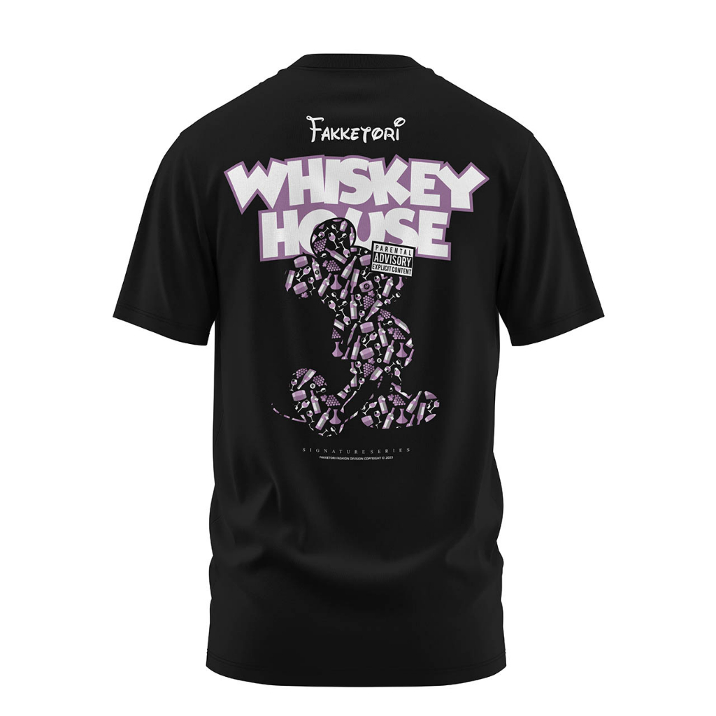 Kaos Lengan Pendek Fakketori Motif Whiskey House Mickey