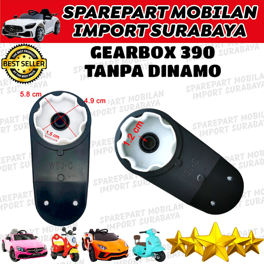 GEARBOX 390 TANPA DINAMO MOTOR MAINAN AKI ANAK MOBIL MOBILAN REMOT CONTROL BMW PMB PLIKO UNIKID SCOO
