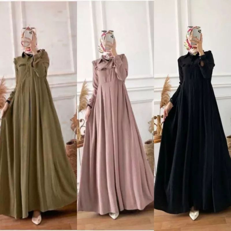 GAMIS LORIA CRINKLE AIRFLOW PREMIUM // BUSANA WANITA MUSLIM MASA KINI