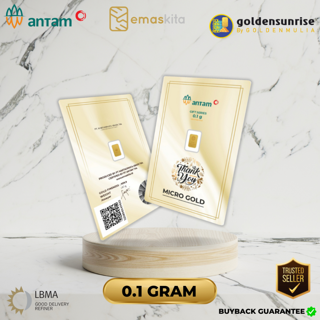 EmasKITA Logam Mulia 0.1 Gram / 0.25 Gram Emas Antam X Hartadinata Gift Series Thank You Gold