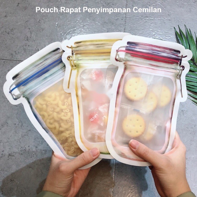 YH PLASTIK STANDING POUCH ZIPLOCK ZIPPER MOTIF TOPLES MASON JAR UNTUK SNACK MINUMAN MAKANAN