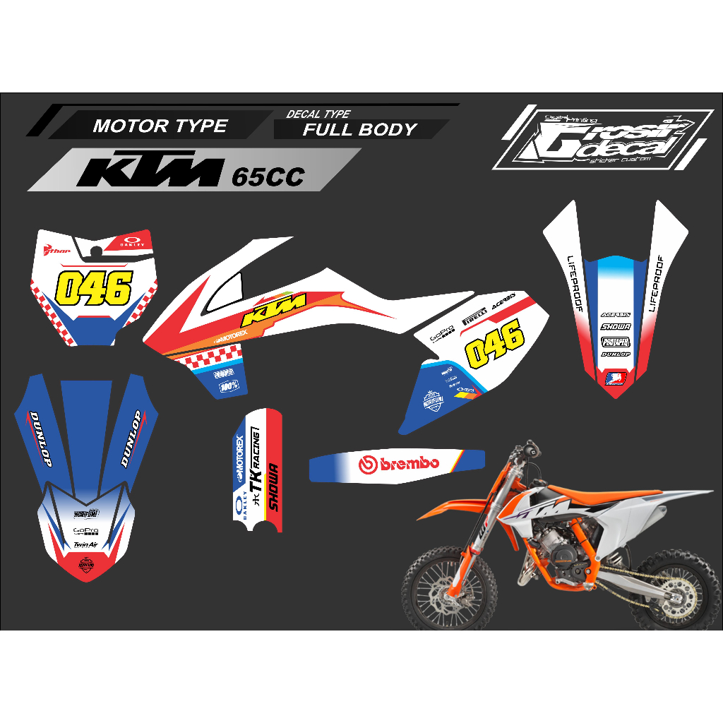 Decal Stiker Trail Mini KTM 65cc Full Body Bebas Reques Decal Sticker KTM 66 SX Fullbody