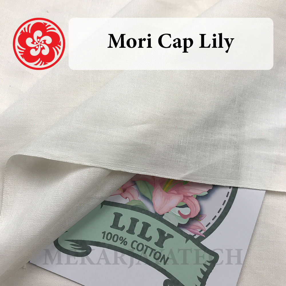 Kain Mori Bahan Batik, ecoprint dan jilbab Cap Lily, Lebar 105 Cm 100% Katun