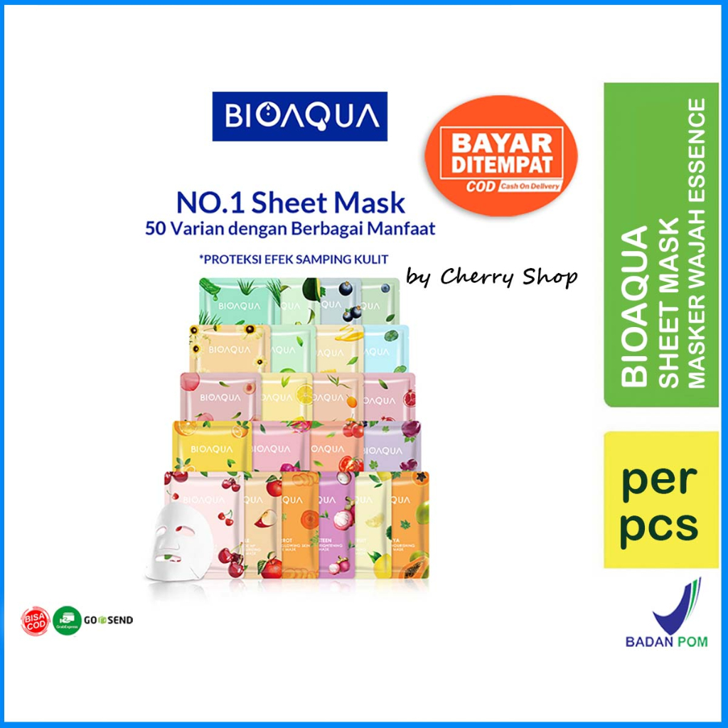 [50+ VARIAN | MASKER WAJAH ESSENCE | 25GR | BPOM] BIOAQUA Sheet Mask Hydrating Essence Face Mask Brightening Moisturizing Skin Care Anti aging Masker Wajah (25g/pcs)