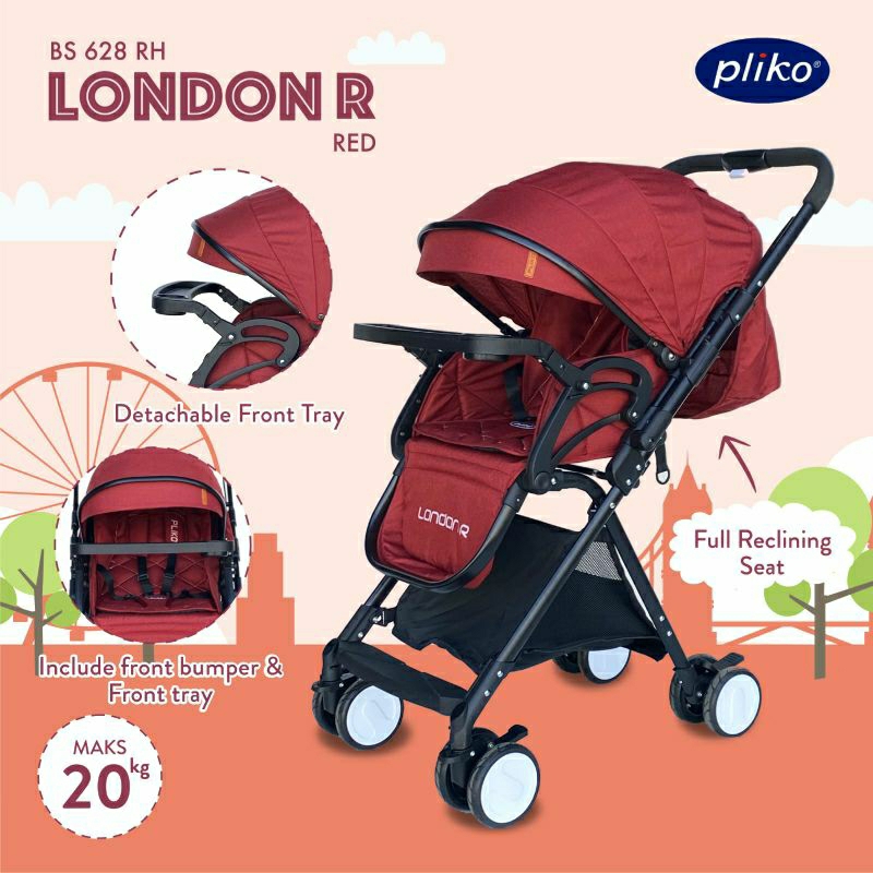 Stroller Pliko BS 628 LONDON R Kereta Dorong Dua Arah