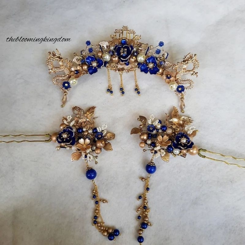 Set Hairpiece Headpiece Sangjit Engagement Lamaran Tingjing