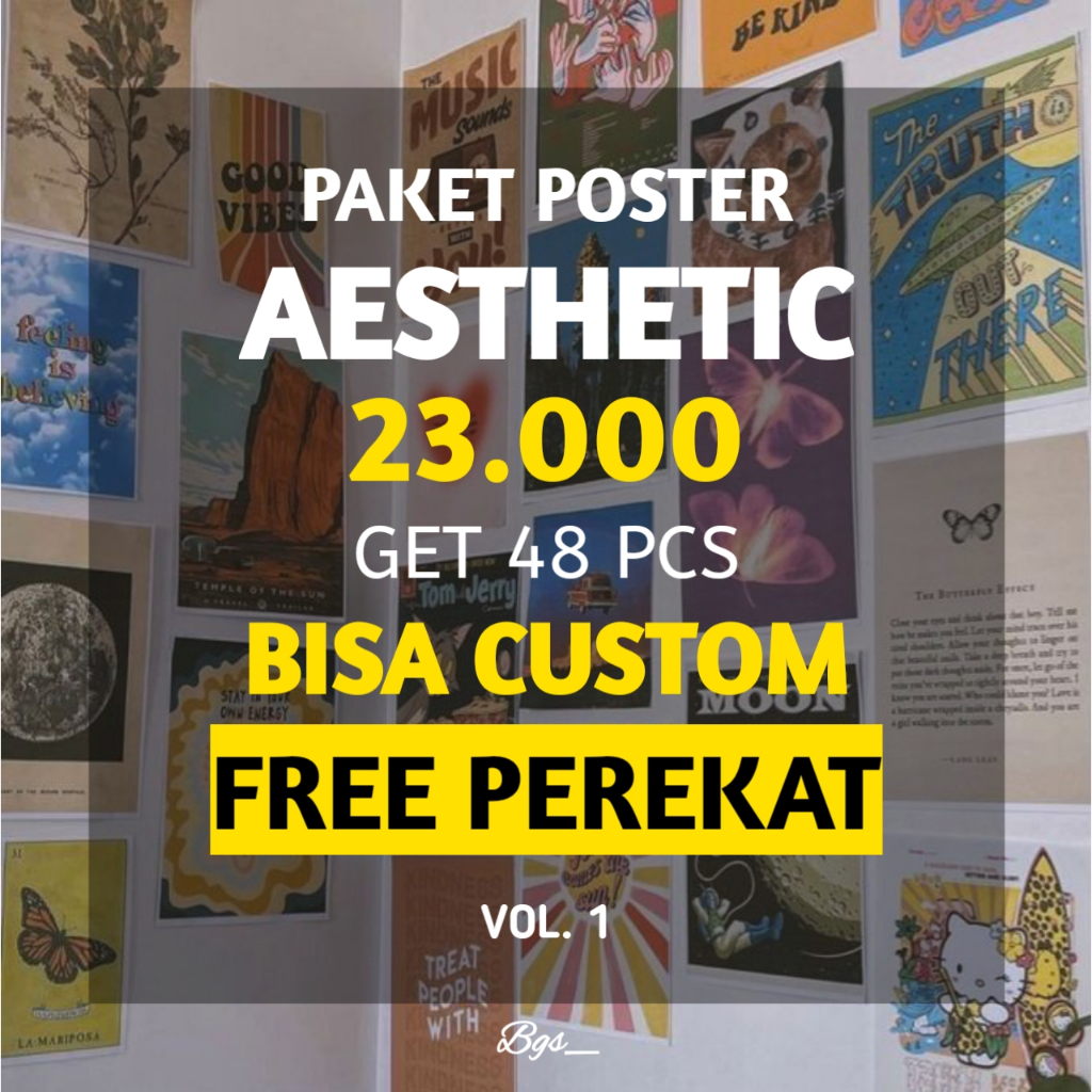 Poster Dinding Aesthetic (48 PCS) | Poster Dinding Aesthetic Paket Vol. 1