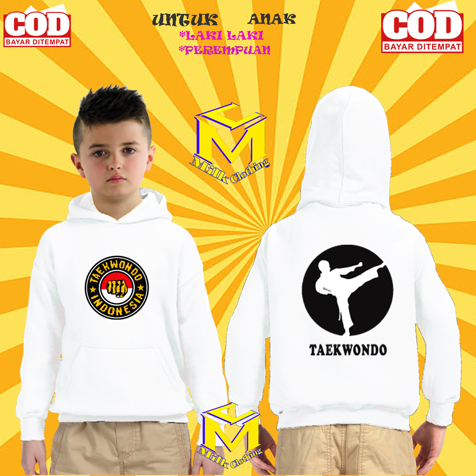 HOODIE JAKET SWEATER ANAK ANAK TAEKWONDO FREE NAMA BISA COD